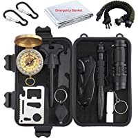 Kit de Supervivencia 13 en 1 Paquete de Supervivencia de Bolsa de Herramientas con Manta de Emergencia y Multifuncional…